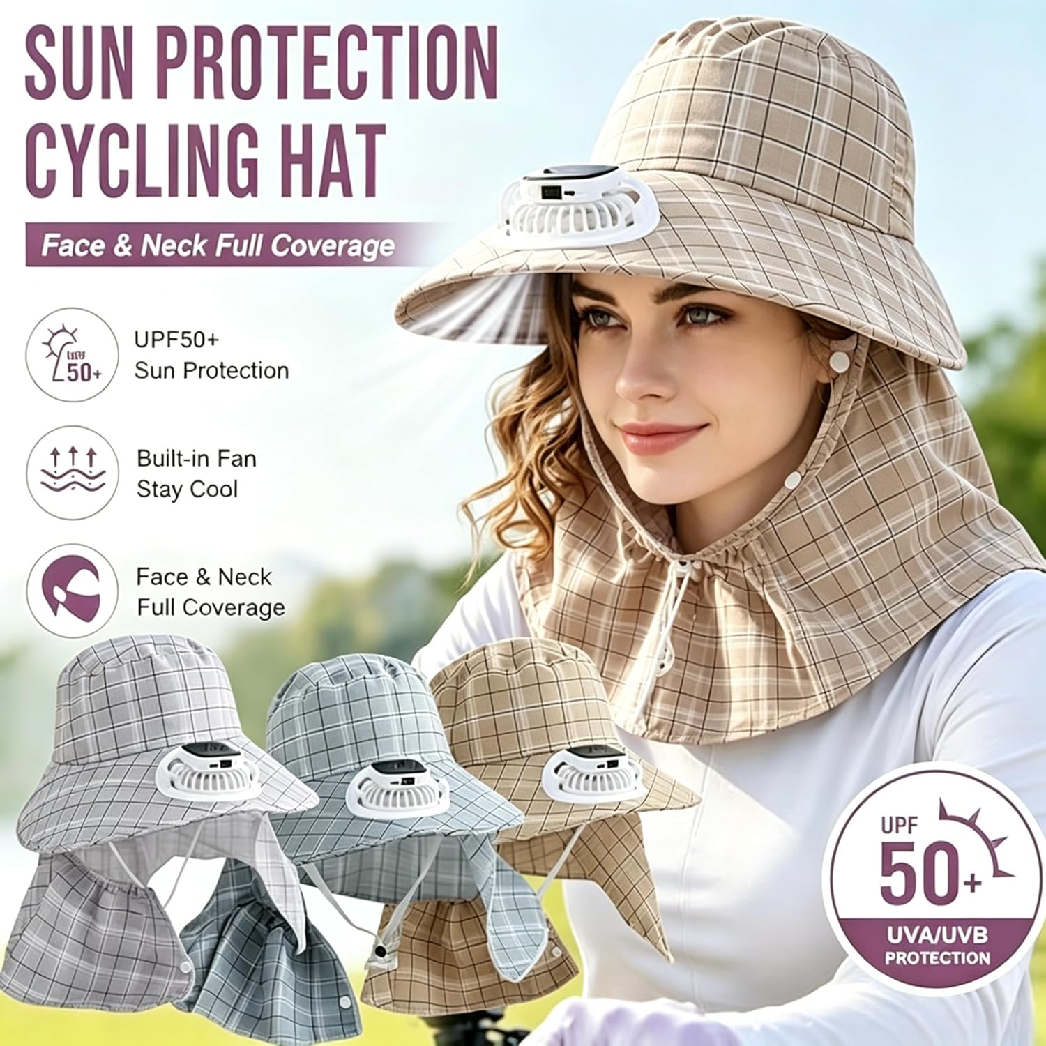Outdoor Camping Fans - 1PC Solar Power Neck Guard Fan