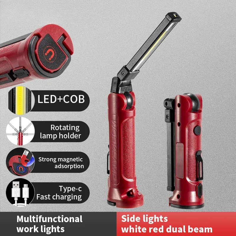 Outdoor Camping Light Portable - COB LED Work Light Rechargeable Folding