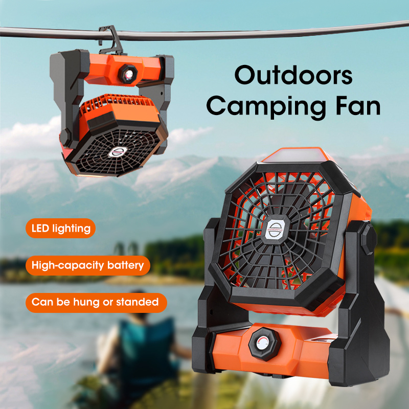 Outdoor Camping Fans - 10000mAh Camping Fan with LED Lantern