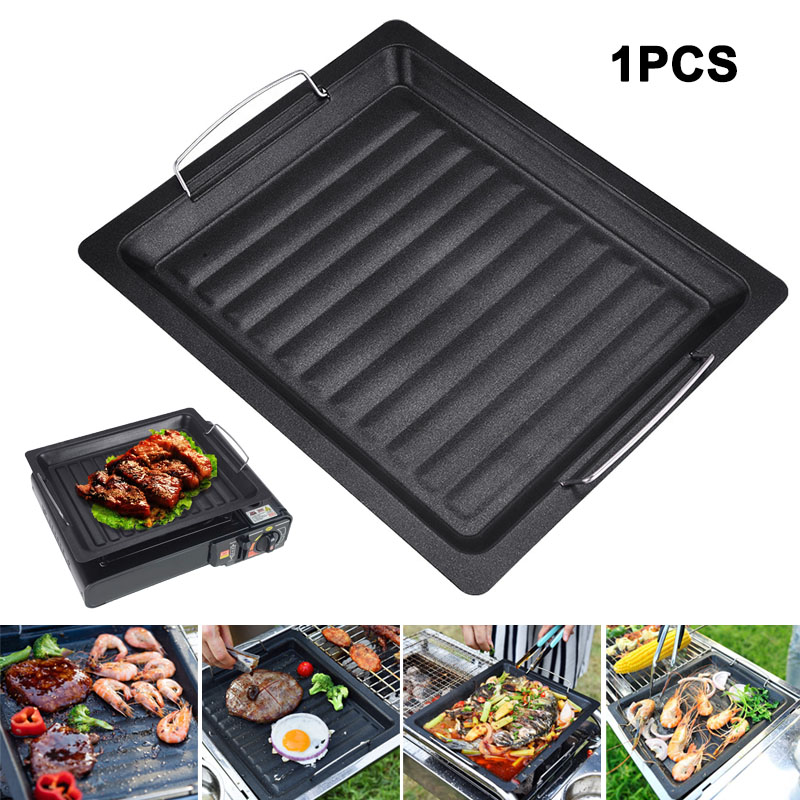 Camp Cooking Set - Outdoors Thick Square Grill Pan With