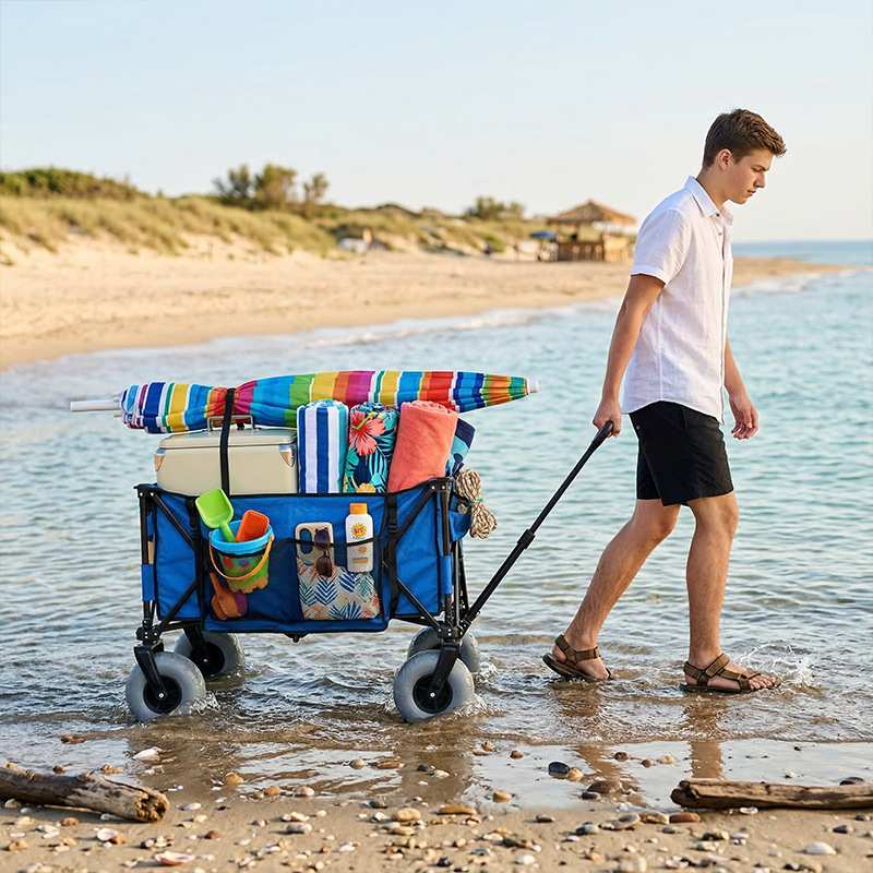 Foldable Metal Beach Wagon Qui - Outdoor Camping Folding Table ulasan dan harga