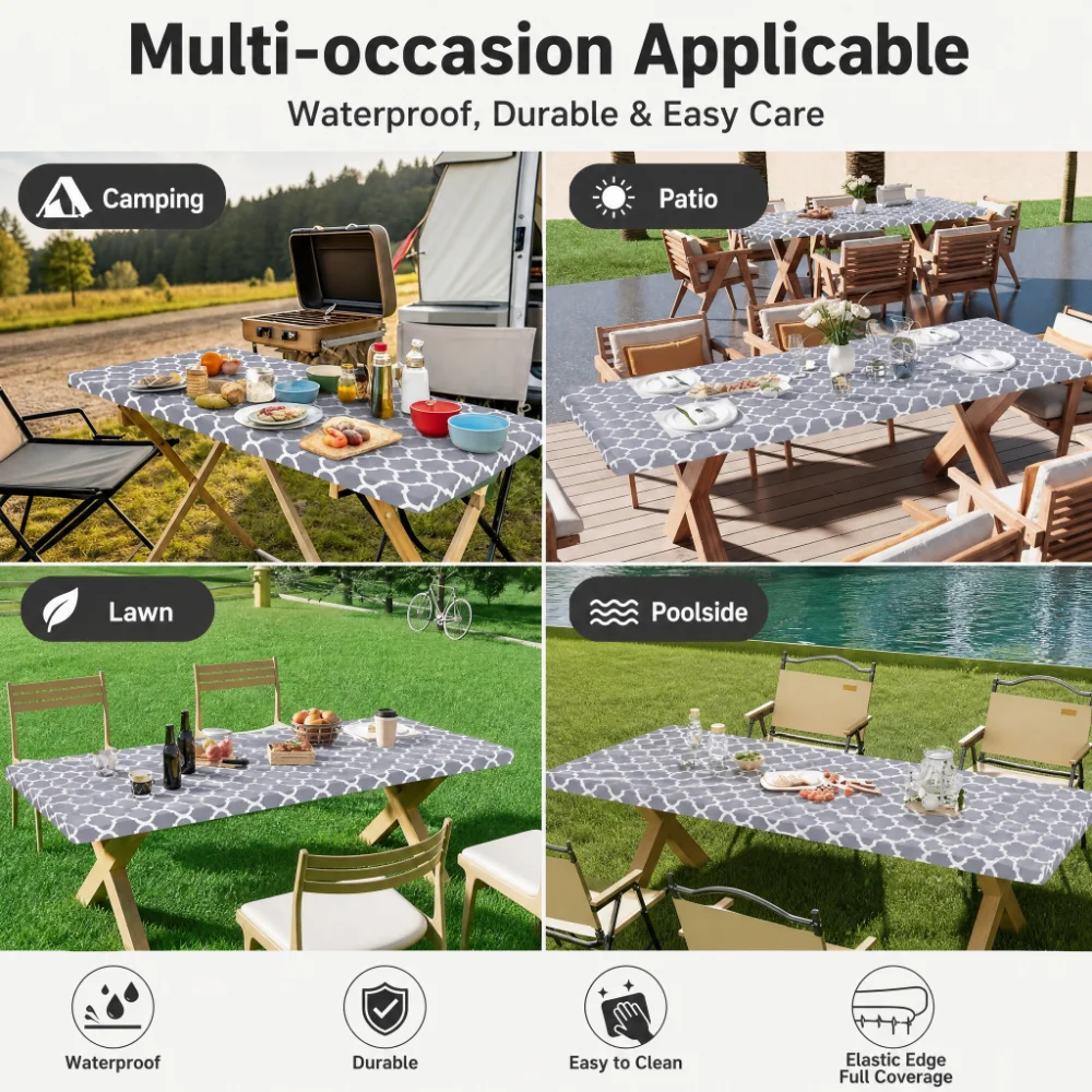 Rectangle Table Cloth Cover, P - Outdoor Camping Folding Table ulasan dan harga
