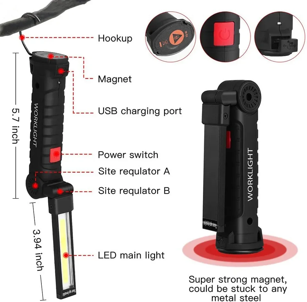 Portable COB LED Flashlight US - Outdoor Camping Light Portable ulasan dan harga
