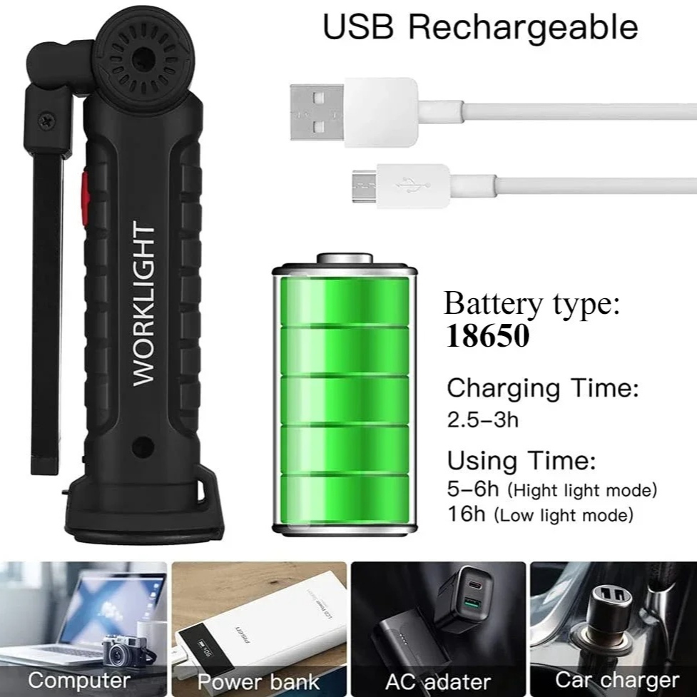 Portable COB LED Flashlight US - Outdoor Camping Light Portable ulasan dan harga