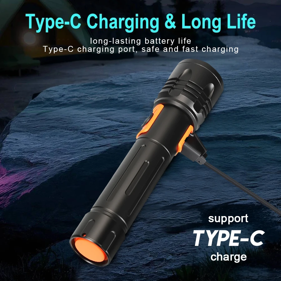 High Power LED Flashlight USB  - Outdoor Camping Lantern ulasan dan harga