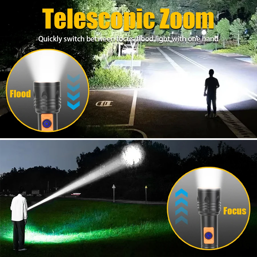 High Power LED Flashlight USB  - Outdoor Camping Lantern ulasan dan harga