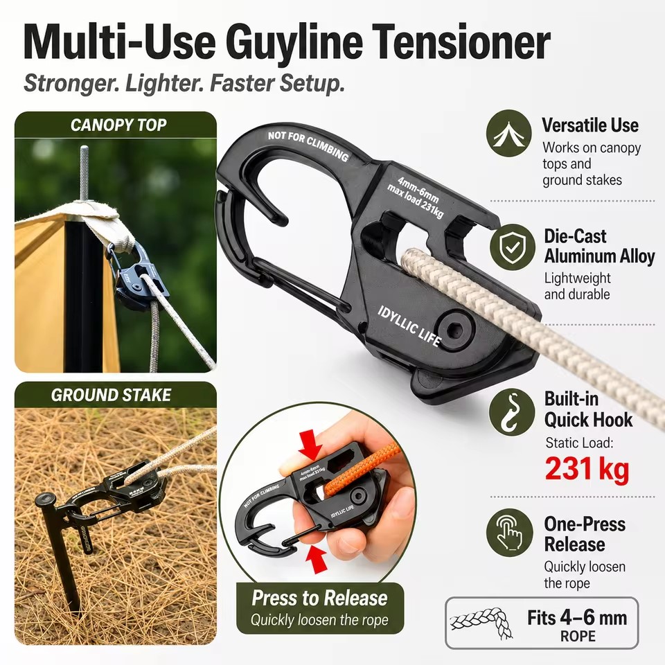 Aluminum Alloy Tent Rope Tensi - Outdoor Camping Extension Cord ulasan dan harga