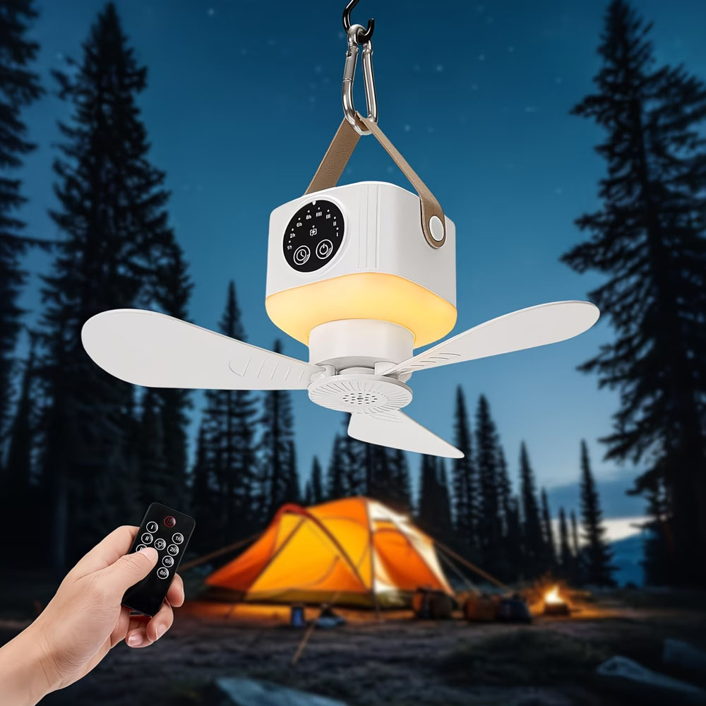 Portable Ceiling Fan with Ligh - Outdoor Camping House ulasan dan harga