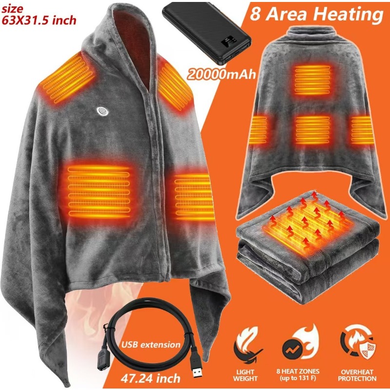 2025 NewUSB Heated Shawl Blank - Outdoor Camping Heated Blanket ulasan dan harga